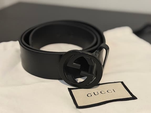 Gucci skärp svart läder herr