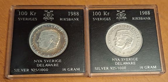100 kr 1988 Delaware stort och litet porträtt