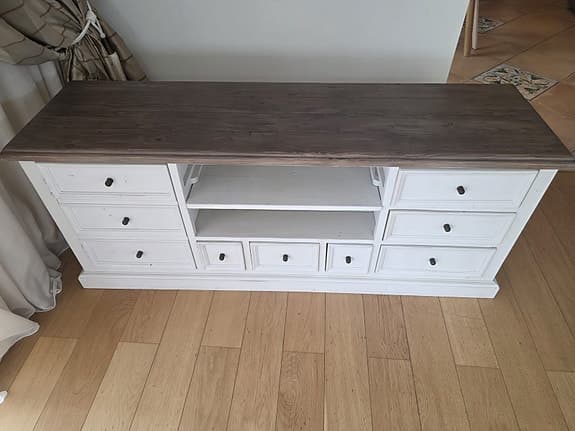 PGT Reclaimed Cornwall TV-bänk 160 cm – massiv trä, mycket förvaring