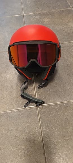 Skid- och snowboardhjälm med visir orange