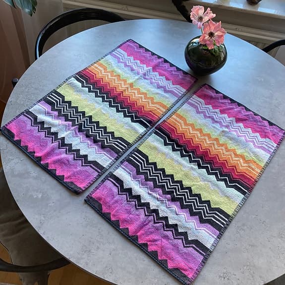 2 st Missioni Home Giacomo T59 Handdukar 40 x 70 Mönster Sicksack Färgglad