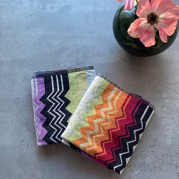 2 st Missioni Home Giacomo T59 Handdukar 40 x 70 Mönster Sicksack Färgglad