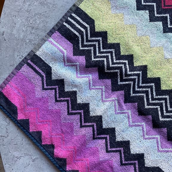 2 st Missioni Home Giacomo T59 Handdukar 40 x 70 Mönster Sicksack Färgglad