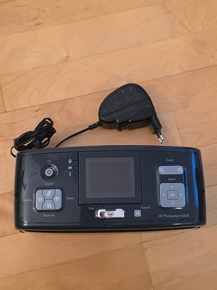 RETRO HP Photosmart A618 fotoskrivare med nätadapter svart