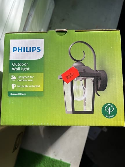 Philips utomhus vägglampa svart