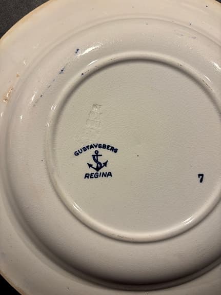 Gustafsberg Regina djup tallrik blåvit porslin