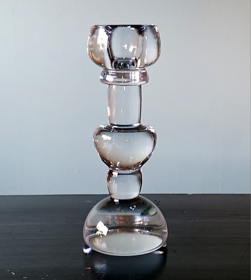 Ljusstake i glas, 1960/70-tal Lindshammar, design Christer Sjögren