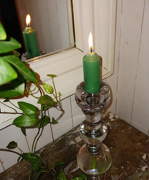 Ljusstake i glas, 1960/70-tal Lindshammar, design Christer Sjögren