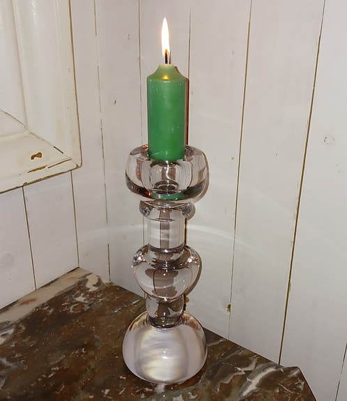 Ljusstake i glas, 1960/70-tal Lindshammar, design Christer Sjögren
