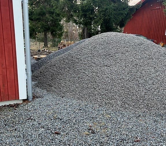 Gräsmattejord och grus i lösvikt 8/16 0/4 0/8 0/16 osv