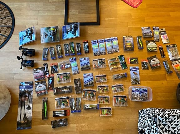 Blandade fiskedrag och tillbehör set