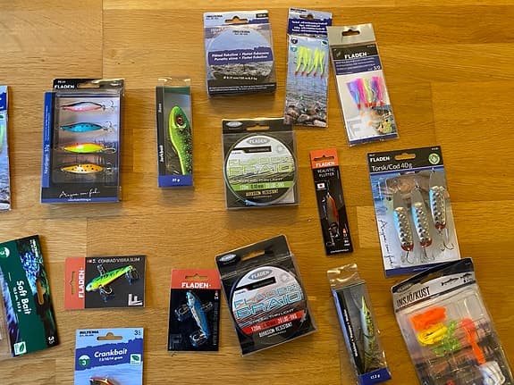 Blandade fiskedrag och tillbehör set