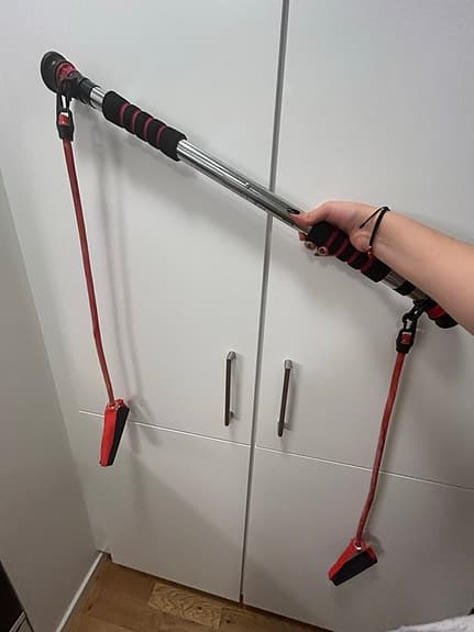 Crivit träningsstång med motståndsband röd