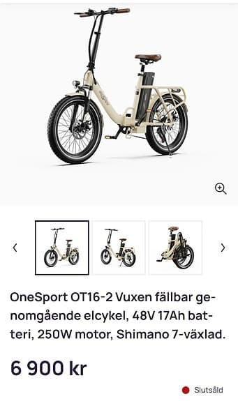 One Sport ot16 hopfällbart elcykel