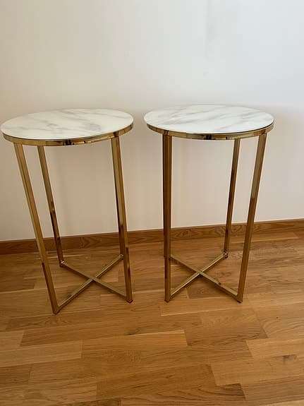 Palasso runt Lampbord Ø40 cm - mässing / Ljus marmorering