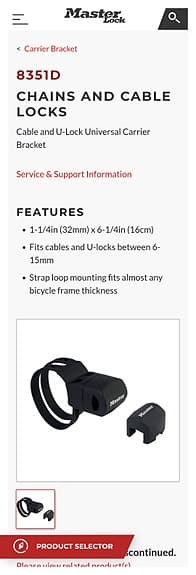 Parti 18st Master Lock 8351D cykellåshållare