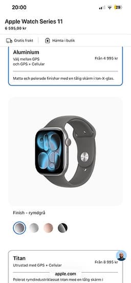 Apple Watch Series 11 smartklocka 46 mm svart