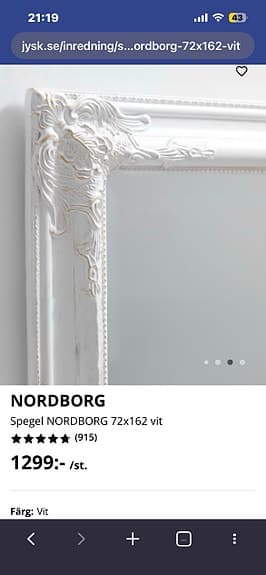 Jysk Nordborg spegel vit