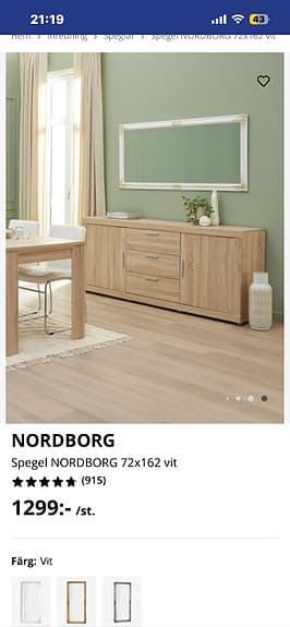 Jysk Nordborg spegel vit