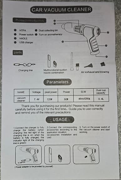Portabel, batteridriven Dammsugare