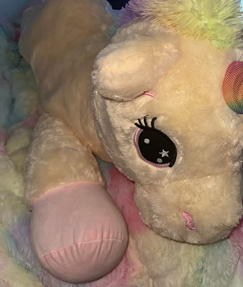 80 cm Stor enhörning häst Unicorn Mjukisdjur Leksak Beige Regnbåge Rosa