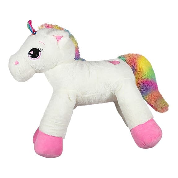 85 x 70 cm Stor enhörning Unicorn mjukisdjur leksak Vit Rosa Regnbågsfärgad