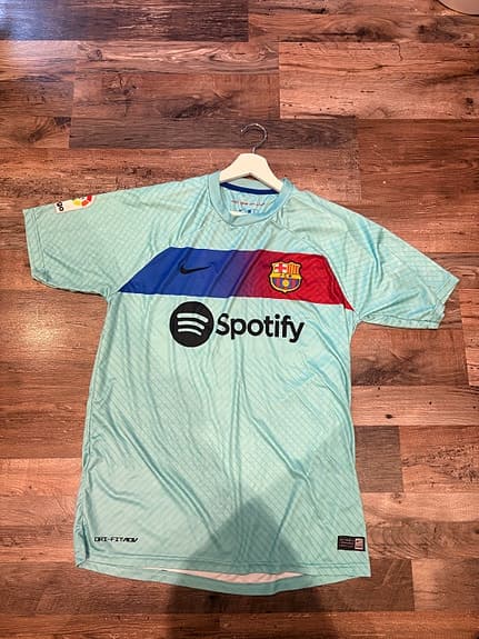 Nike FC Barcelona fotbollströja Lewandowski 9 herr XL ljusblå