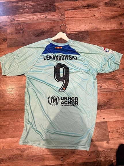 Nike FC Barcelona fotbollströja Lewandowski 9 herr XL ljusblå