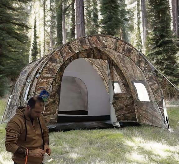 Stort Campingtält för 8–10 Personer – Vattentätt, 2 Rum + Hall