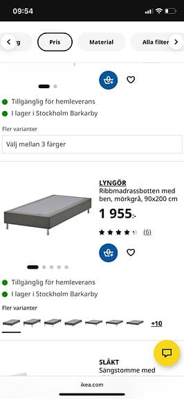 IKEA säng med ben samt madrass 90x 200 cm.