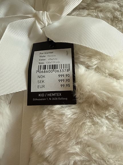 Hemtex Filten Manhattan pläd 130x170 cm vit polyester