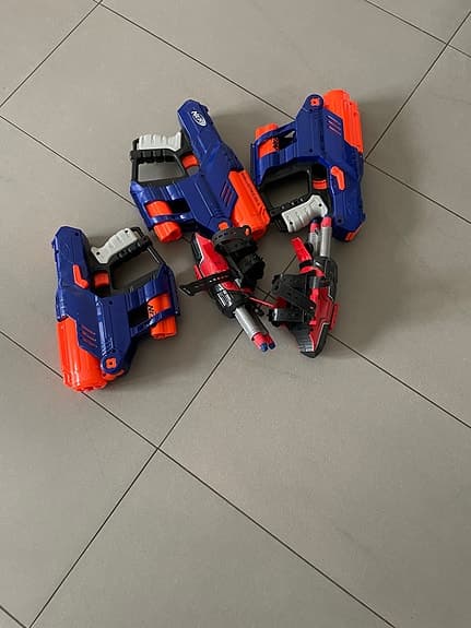 Nerf leksakspistoler blå orange plast