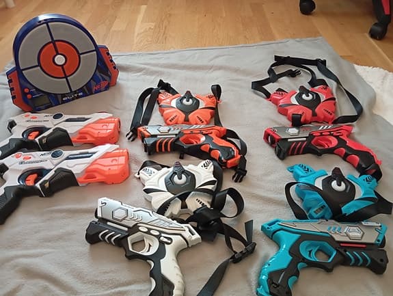 Nerf Laser Ops pistoler +västar +Nerf Elite digital måltavla