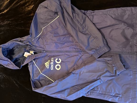 Adidas fotboll-träningjacka vind/regn blå