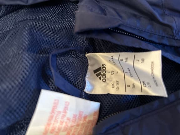 Adidas fotboll-träningjacka vind/regn blå