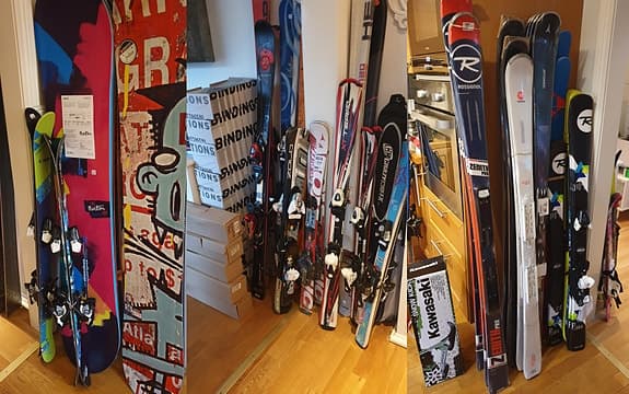 Slalom & längdskidor, Pjäxor, Snowboards, Hjälmar, Goggles, ryggskydd, kläder mm