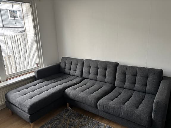 IKEA hörnsoffa mörkgrå tyg