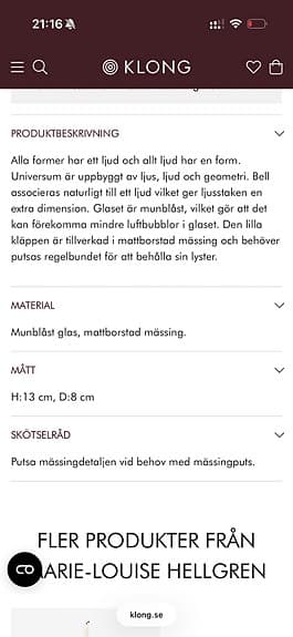 Klong ljusstake Bell