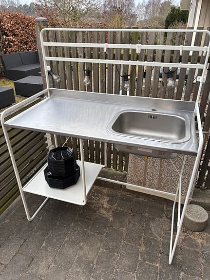 Utekök diskbänk rostfri med ho och hylla
