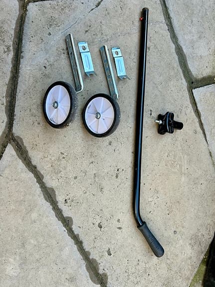 Stödhjul + cykelstång för barncykel