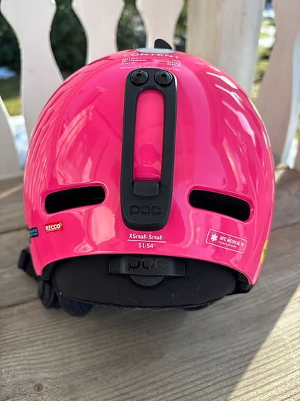 POC barnhjälm rosa med Scott skidglasögon