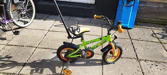 Elefant barncykel 12" grön med stödhjul