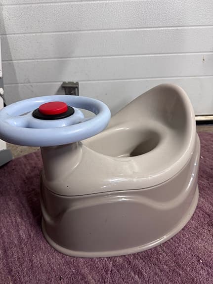 Barnpotta och toalettsits vit/grå plast