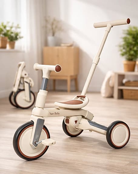 Helt ny ihopfällbar trehjuling och balanscykel, 5-i-1