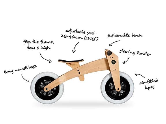Springcykel i trä - Wishbone 2-i-1 Original