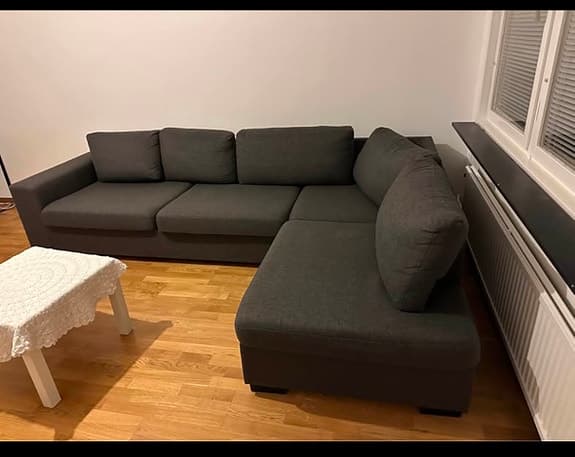 Hörnsoffa tyg mörkgrå