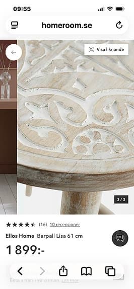 Ellos Aage Petersen pall trä vitlaserad