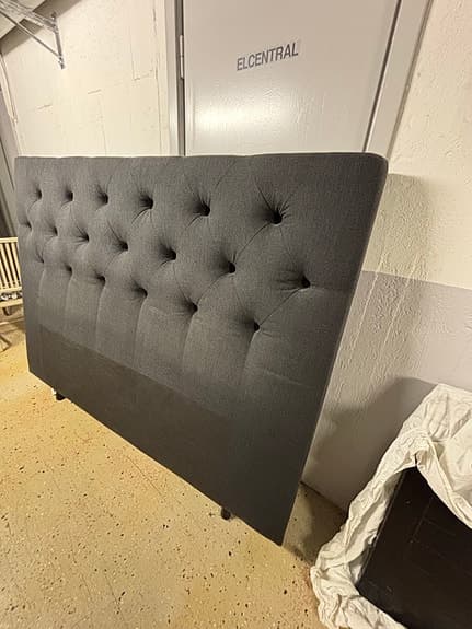 Mio sänggavel 180cm Mörk-grå textil