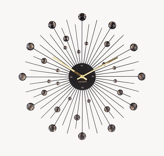 Karlsson väggklocka sunburst svart