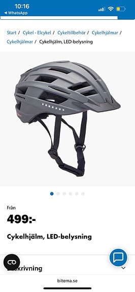 Biltema Yosemite cykelhjälm M grå med LED-belysning